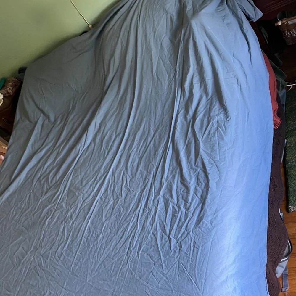New Anthropologie Joey Washed Percale Duvet Cover Cal King Blue